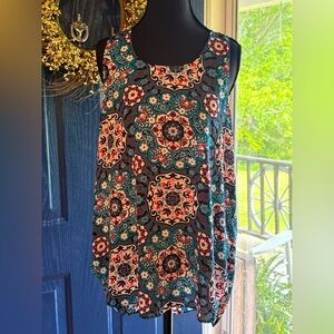 LOFT Blue and Red Boxy Sleeveless Tank Top Size M NWOT